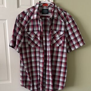 St. John’s bay Men's Plaid Button Down Shirt - Red, Blue, White
